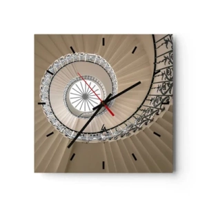 Orologio da parete - Orologio in Vetro - Scala a chiocciola con elegante approccio geometrico - 30x30cm - Al centro della chiocciola - Decorazione murale moderna per soggiorno e camera da letto ARTTOR
