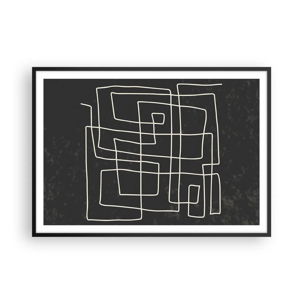 Poster in cornice nera - Motivo geometrico astratto su sfondo scuro - 100x70cm - Non è così semplice - Decorazione murale moderna per soggiorno e camera da letto ARTTOR