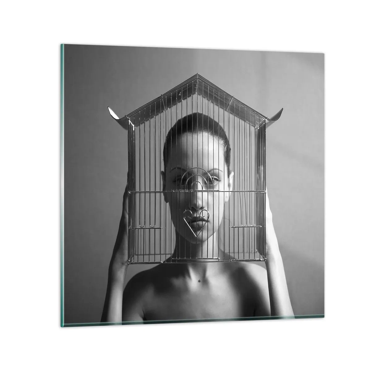 Quadro su vetro - Ritratto un po' surreale - 30x30 cm