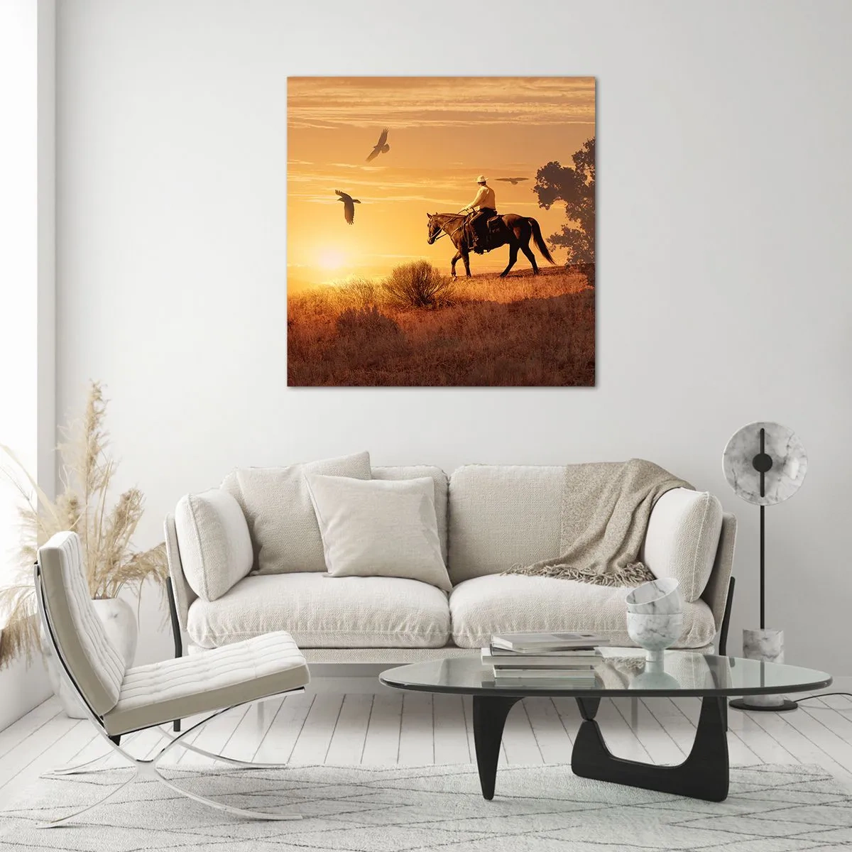 Quadro su vetro - Da solo nella prateria - 30x30 cm