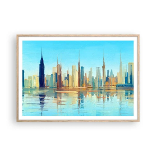 Poster in cornice rovere chiaro - Metropoli assolata - 100x70 cm