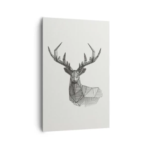 Quadro su tela - Stampe su Tela - Immagine geometrica di un cervo in stile minimalista in bianco e nero - 80x120cm - Cervo in stile cubista - Decorazione murale moderna per soggiorno e camera da letto ARTTOR
