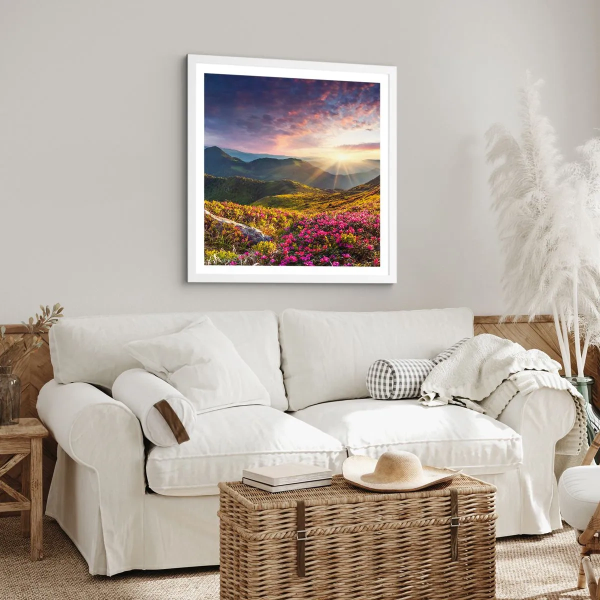 Poster in cornice bianca - La freschezza di un mattino sui monti - 40x40 cm