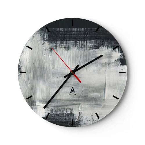 Orologio da parete - Orologio in Vetro - Motivo astratto nei toni del bianco e del nero - 30x30cm - Tessuto in verticale e in orizzontale - Decorazione murale moderna per soggiorno, cucina e camera da letto ARTTOR
