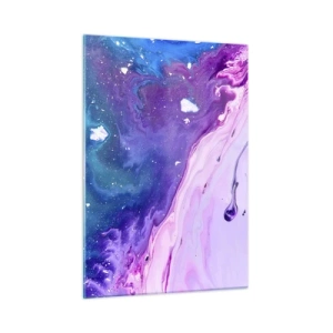 Quadro su vetro - Una composizione astratta con un mix di colori viola, blu e rosa. - 50x70cm - Yin e yang - Decorazione murale moderna per soggiorno e camera da letto ARTTOR
