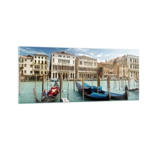 Quadro su vetro - Palazzi nel blu - 100x40 cm