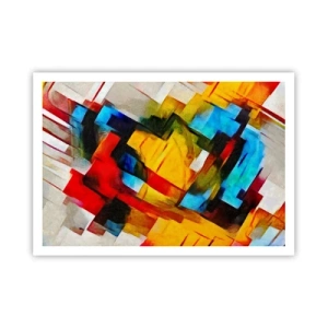 Poster - Composizione geometrica astratta in colori vivaci - 100x70cm - Intreccio multicolore - Decorazione murale moderna per soggiorno e camera da letto ARTTOR
