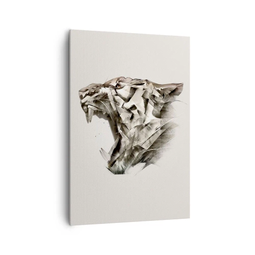 Quadro su tela - Stampe su Tela - Immagine astratta di una tigre nei toni del beige - 70x100cm - Sai chi comanda - Decorazione murale moderna per soggiorno e camera da letto ARTTOR