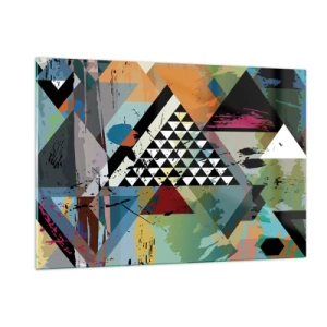 Quadro su vetro - Composizione astratta di forme geometriche e colori - 120x80cm - Come è semplice - Decorazione murale moderna per soggiorno e camera da letto ARTTOR