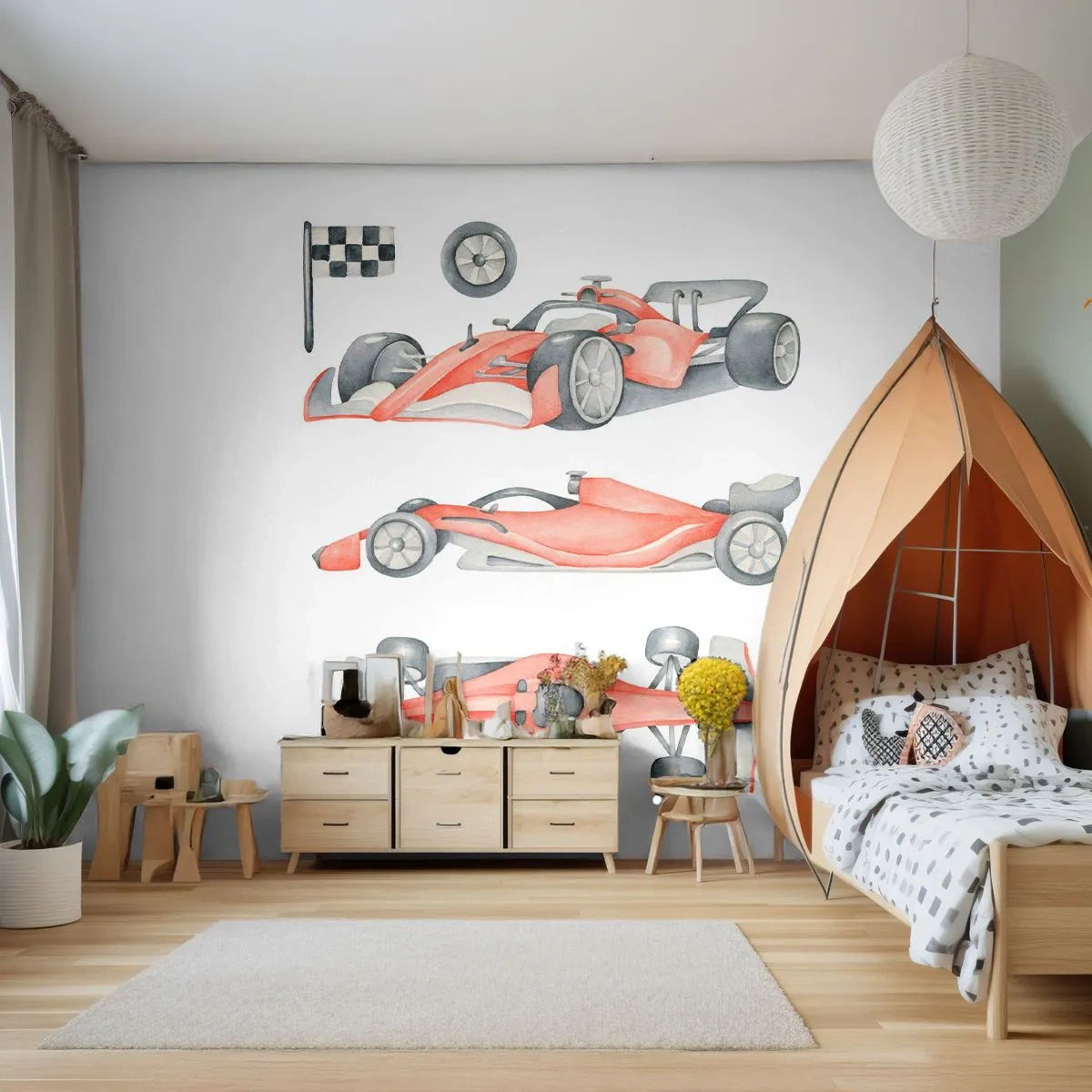 Fotomurali Premium Canvas - Inseguendo i sogni - Auto da corsa, Automobili, Bambini - 350x256 cm