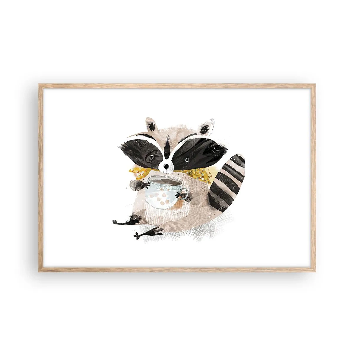 Poster in cornice rovere chiaro - Il mio amico procione - 91x61 cm