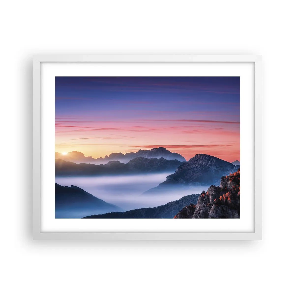Poster in cornice bianca - Sopra le valli - 50x40 cm