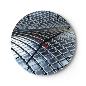 Orologio da parete - Orologio in Vetro - Onda metallica argentea - 40x40 cm