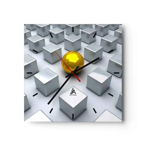 Orologio da parete - Orologio in Vetro - Perché io? Composizione geometrica - 40x40 cm