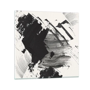 Quadro su vetro - Astrazione: espressione di nero - 60x60 cm