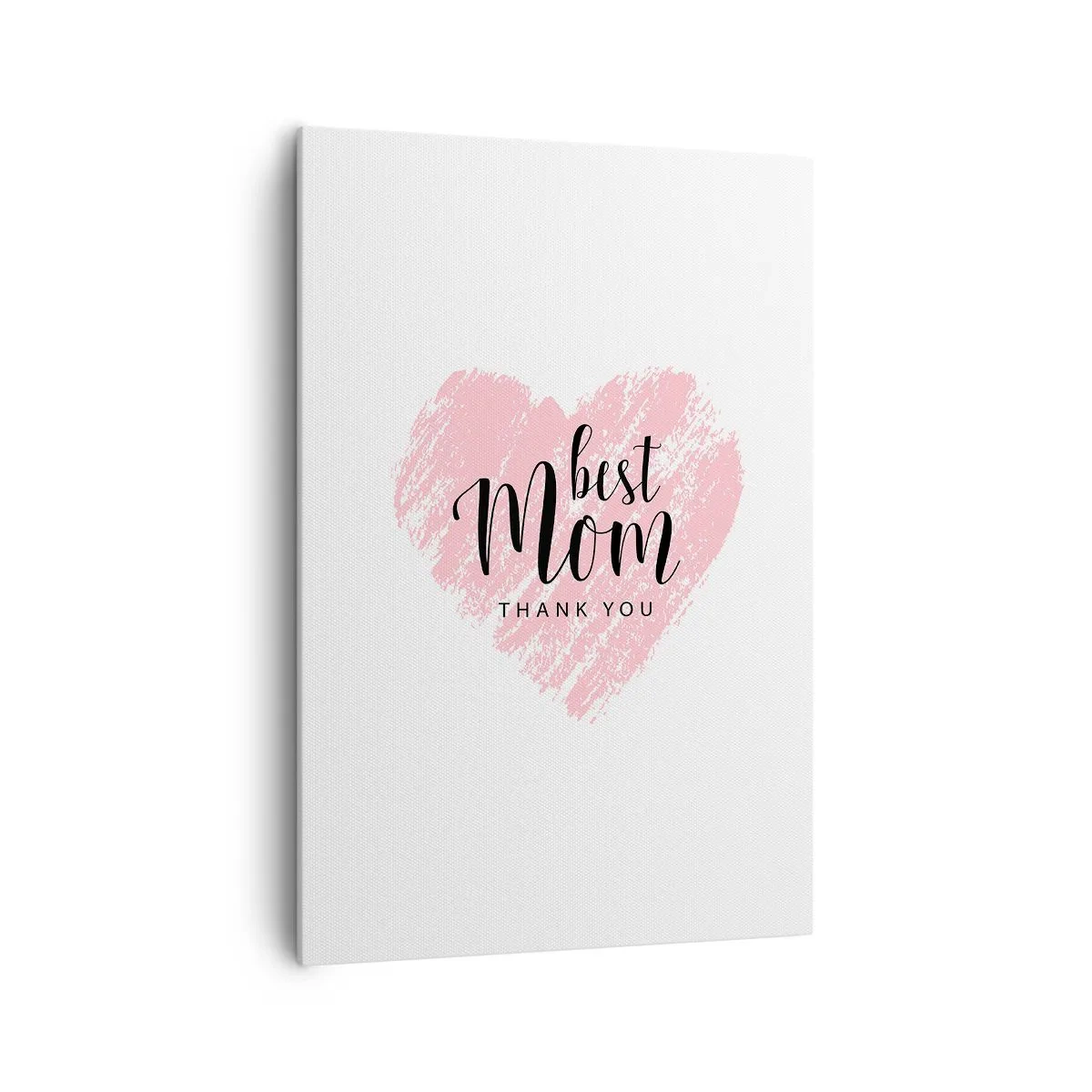 Quadro su tela - Stampe su Tela - Cuore rosa con la scritta "Grazie mamma" su sfondo bianco - 70x100cm - È sempre il momento giusto - Decorazione murale moderna per soggiorno e camera da letto ARTTOR