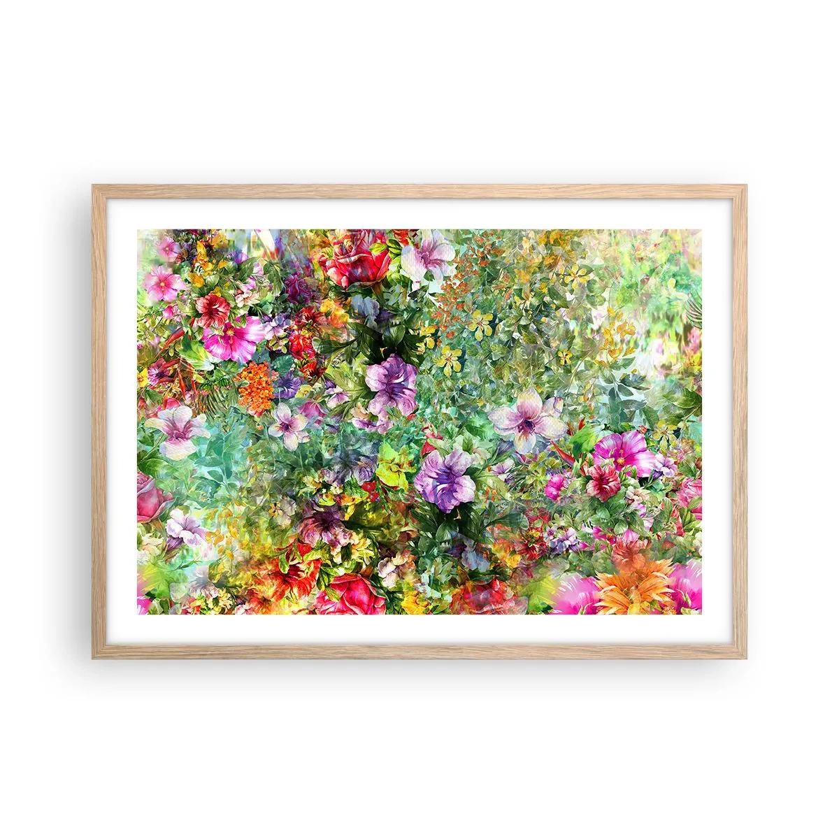 Poster in cornice rovere chiaro - Perdersi nei fiori - 70x50 cm