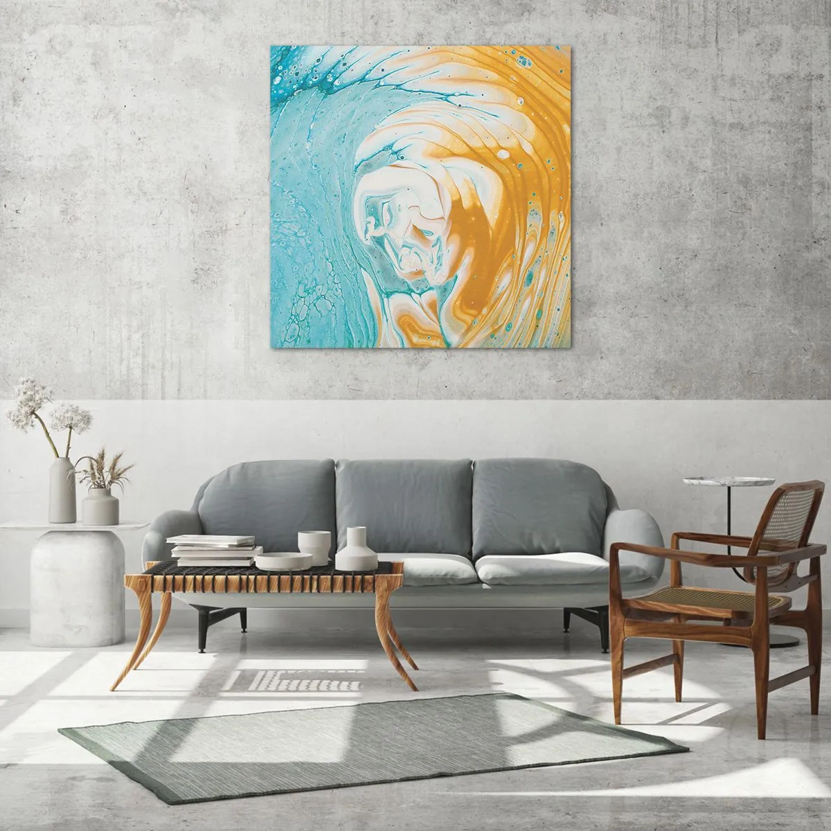 Quadro su vetro - Vortice pastello - 60x60 cm