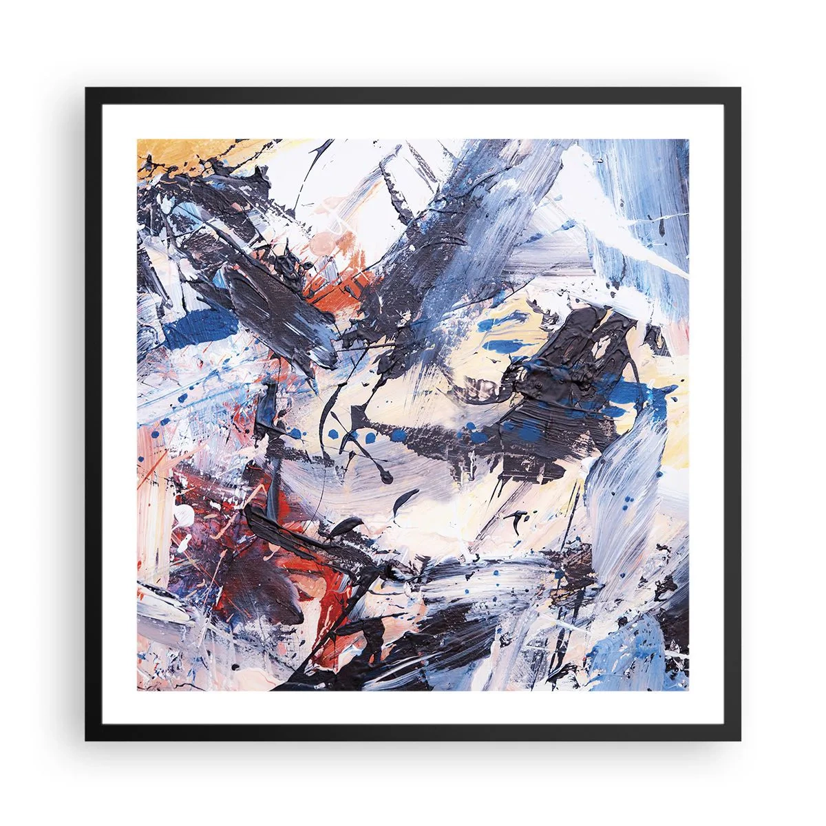 Poster in cornice nera - La danza folle dell'astrazione - 60x60 cm