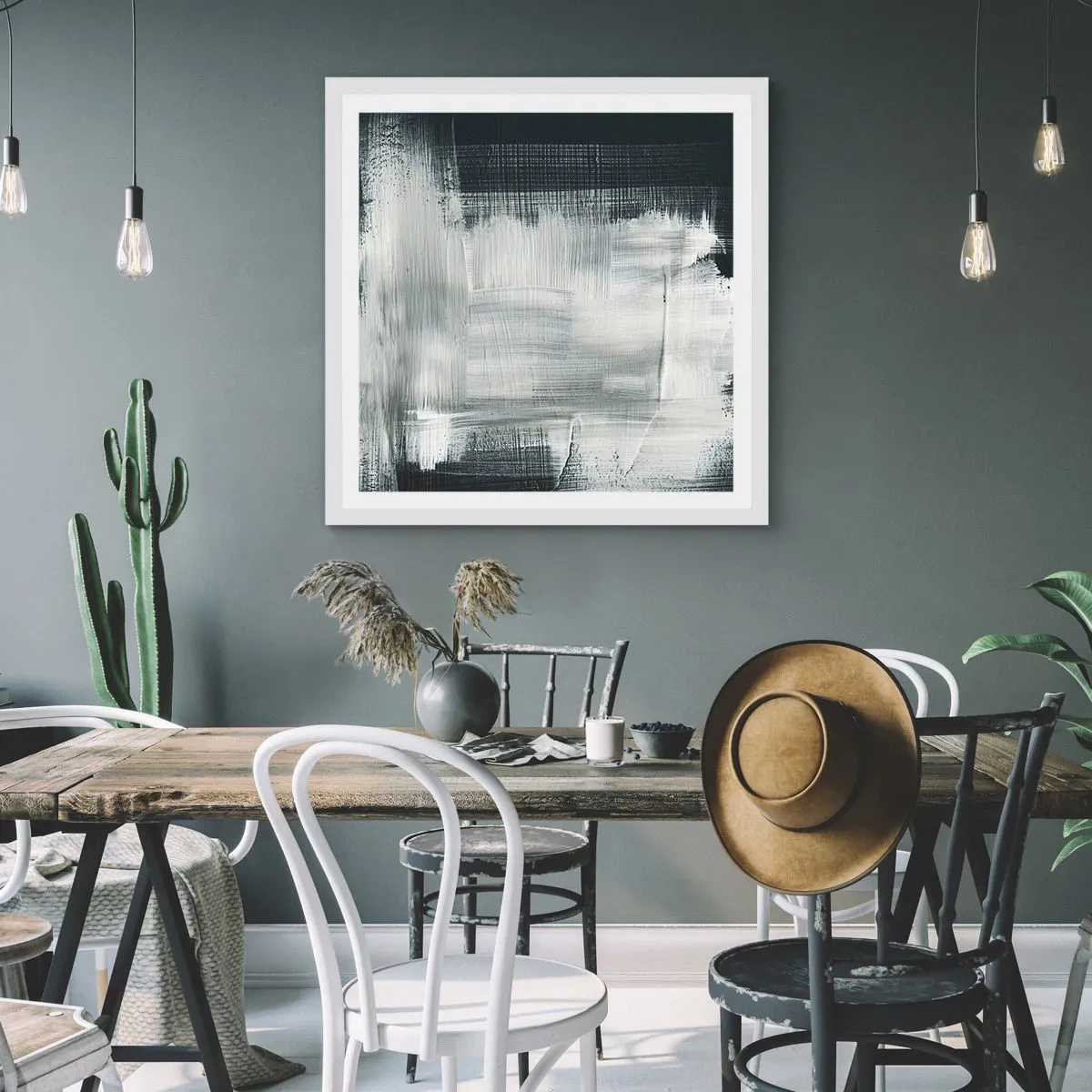 Poster in cornice bianca - Tessuto in verticale e in orizzontale - 60x60 cm