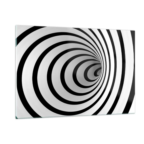 Quadro su vetro - Motivo a spirale astratto in bianco e nero - 120x80cm - Anche tu non riesci a resistere? - Decorazione murale moderna per soggiorno e camera da letto ARTTOR