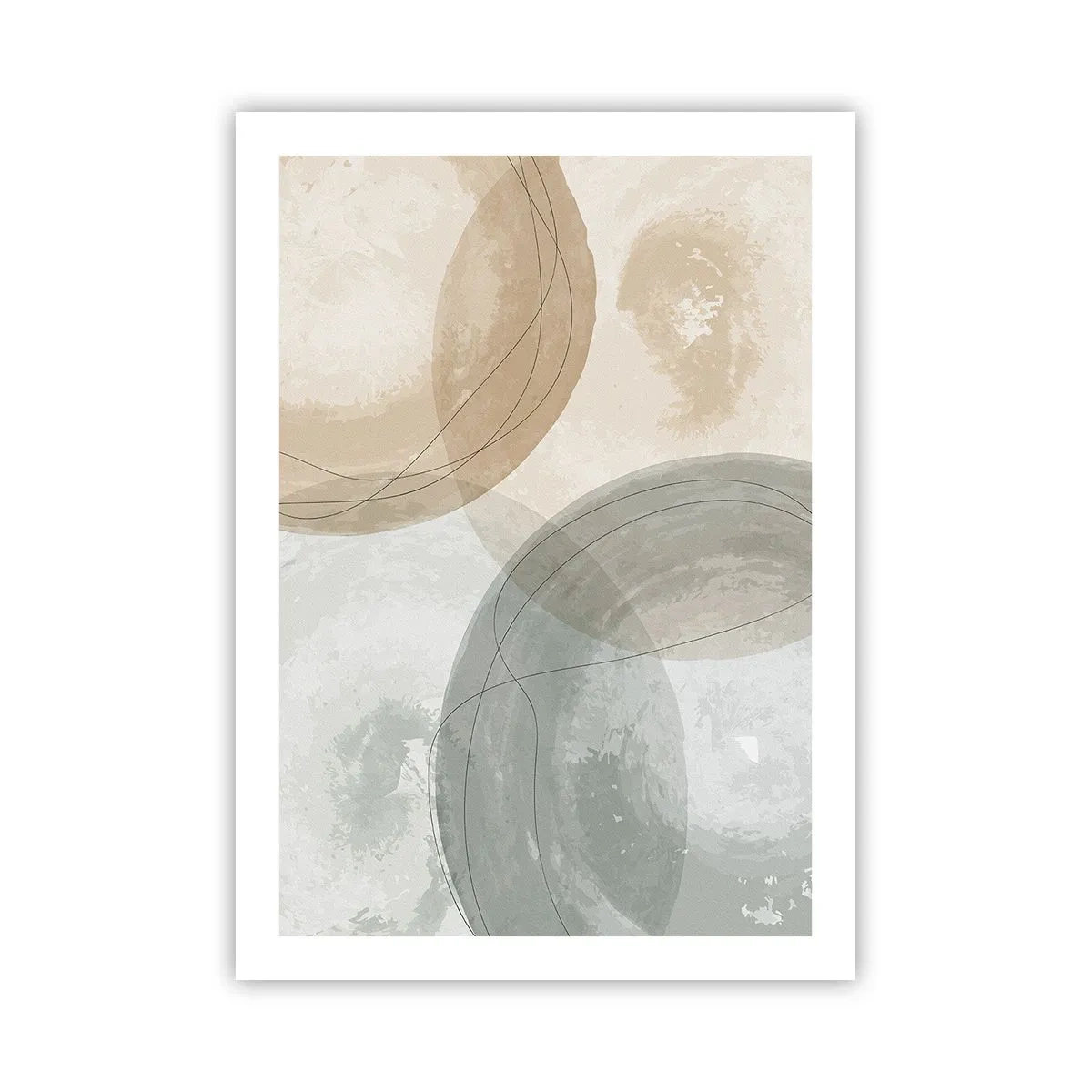 Poster - Forme geometriche nei toni pastello della terra - 50x70cm - Compenetrazione di mondi - Decorazione murale moderna per soggiorno e camera da letto ARTTOR