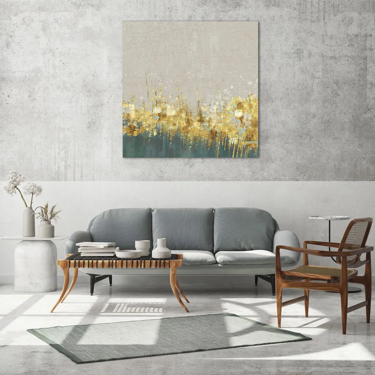 Quadro su vetro - Confine dorato - 50x50 cm