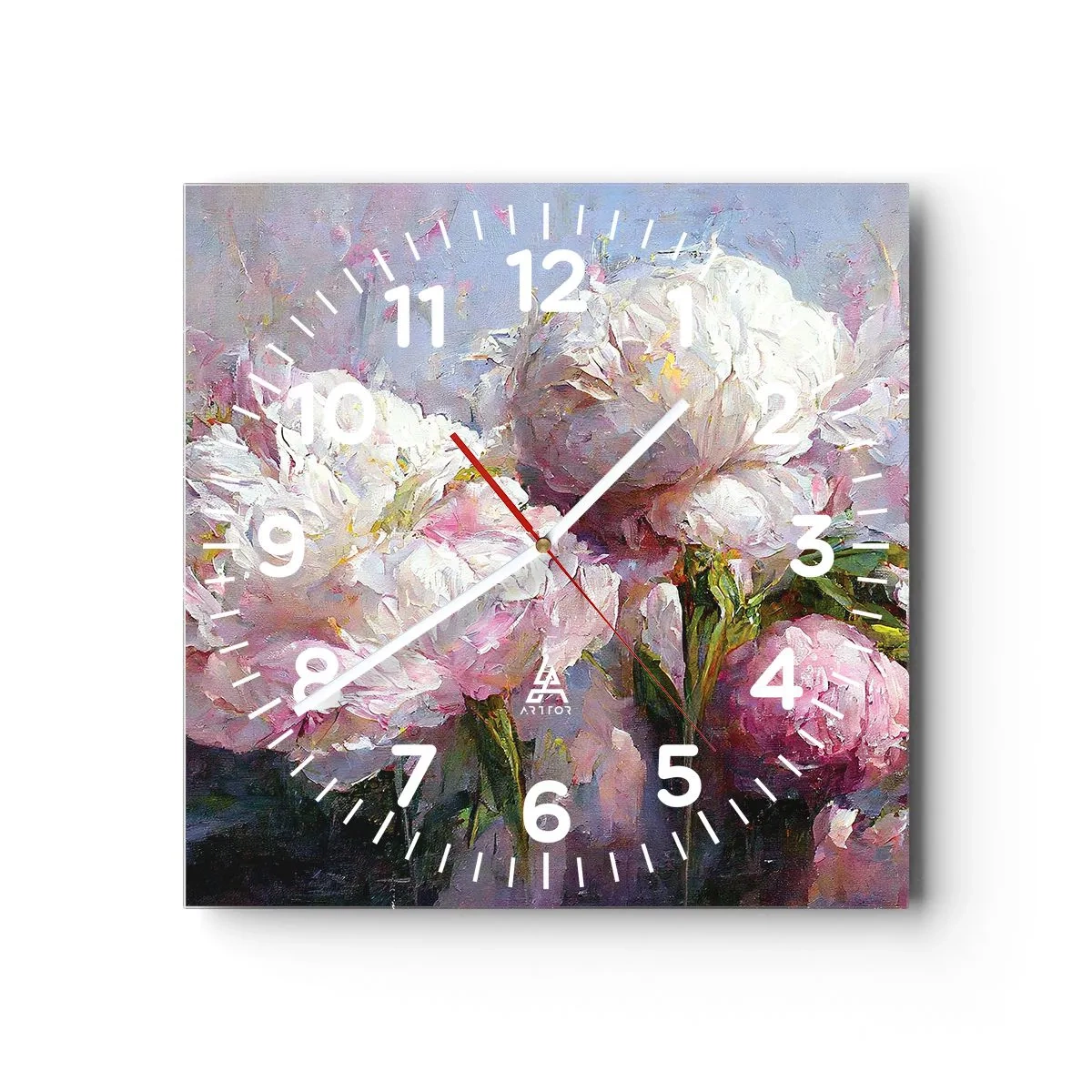 Orologio da parete - Orologio in Vetro - Un bouquet pieno di vita - 30x30 cm
