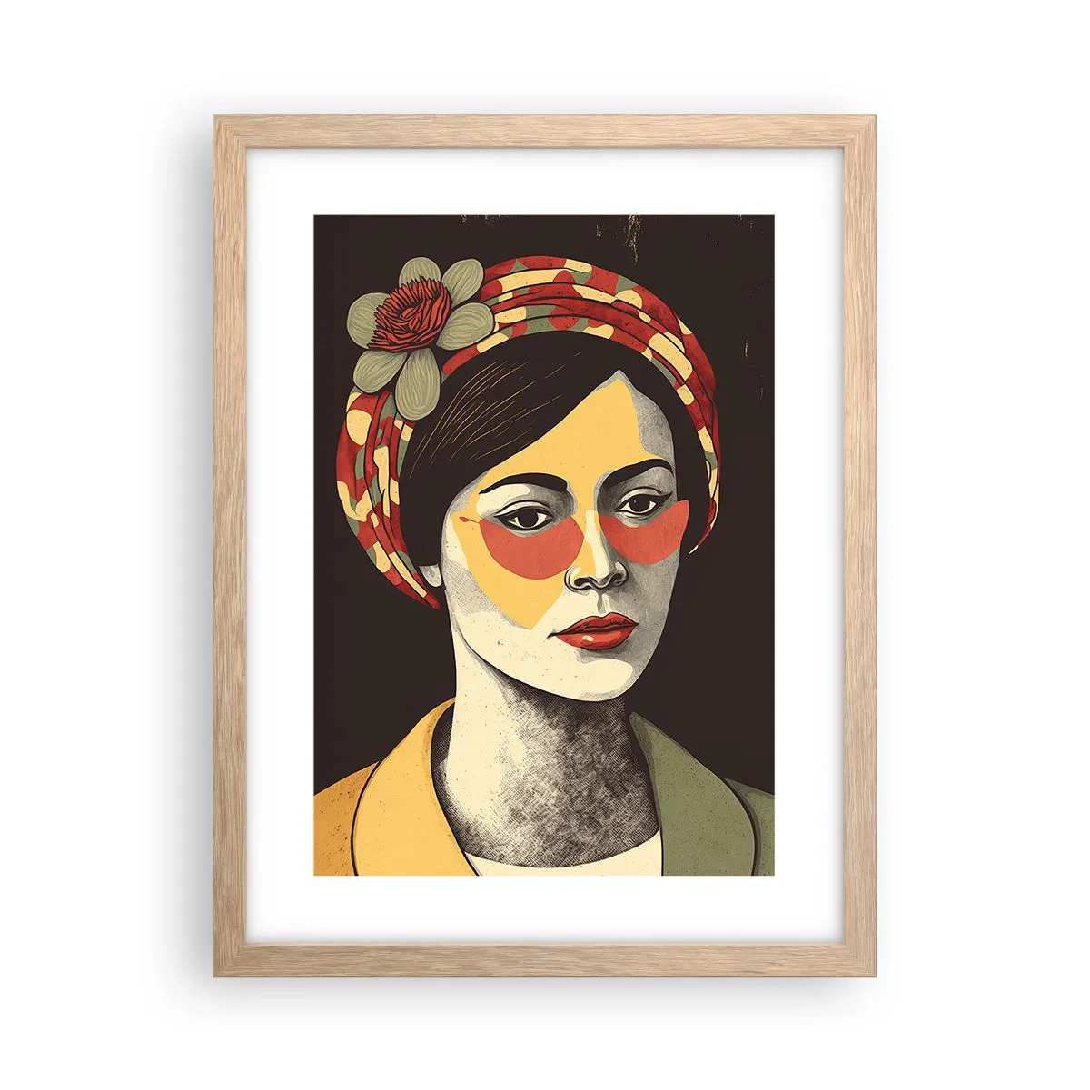 Poster in cornice rovere chiaro - Dama di corallo - 30x40 cm