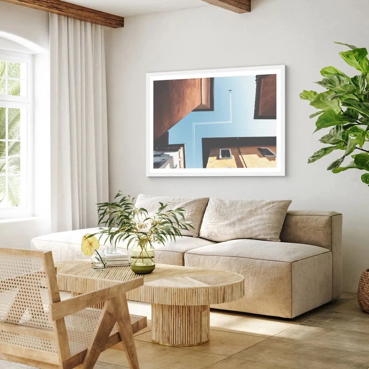 Poster in cornice bianca - Sopra il labirinto urbano - 40x30 cm