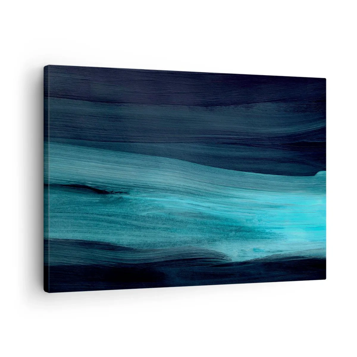 Quadro su tela - Stampe su Tela - Sottili onde astratte in tonalità scure di blu - 70x50cm - Seguendo la corrente - Decorazione murale moderna per soggiorno e camera da letto ARTTOR