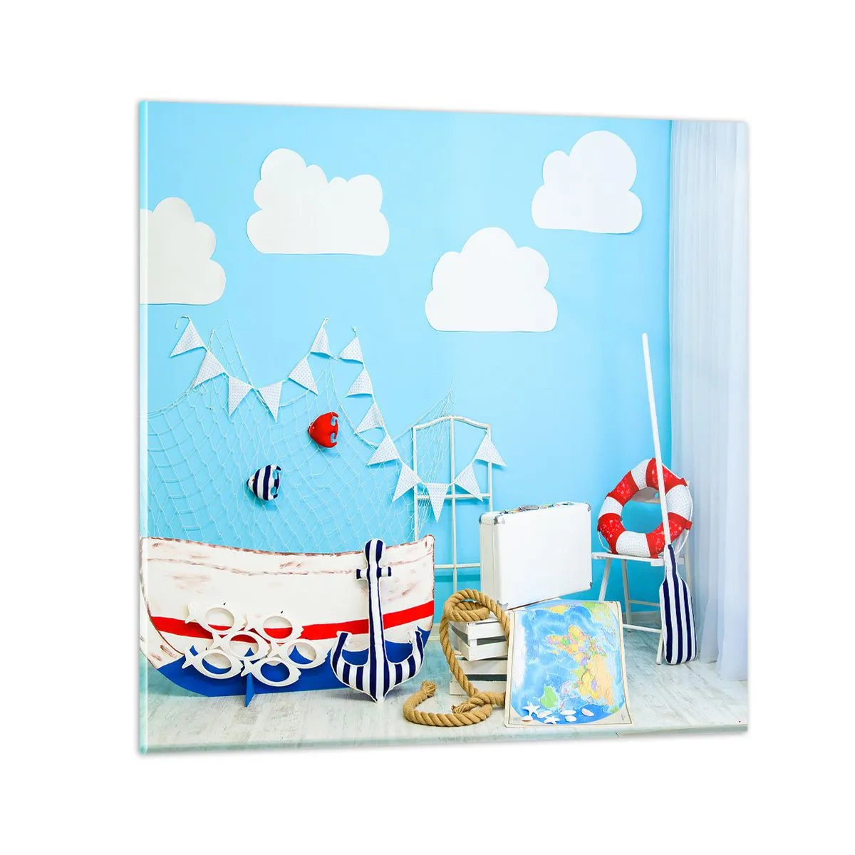 Quadro su vetro - La nostalgia delle avventure dei bambini - 60x60 cm