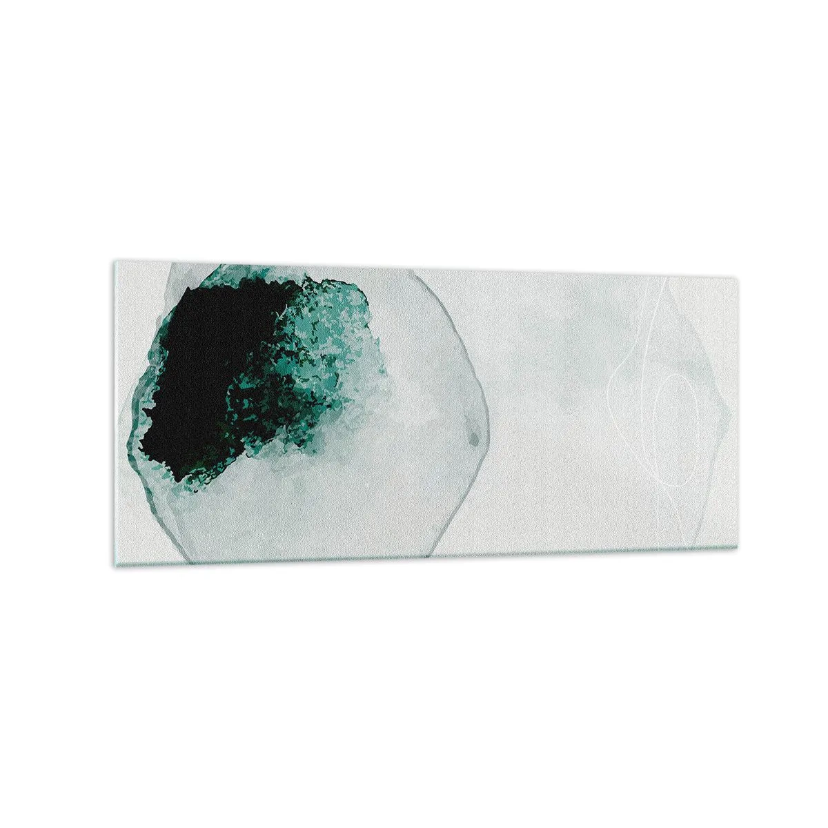 Quadro su vetro - Goccia d'acqua astratta con sfumature di verde e nero - 120x50cm - In una goccia d'acqua - Decorazione murale moderna per soggiorno e camera da letto ARTTOR