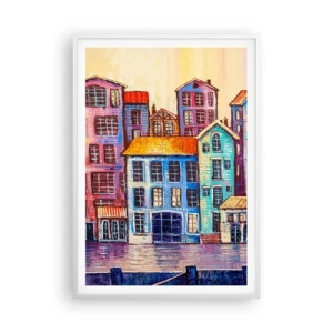 Poster in cornice bianca - Una città da favola - 70x100 cm