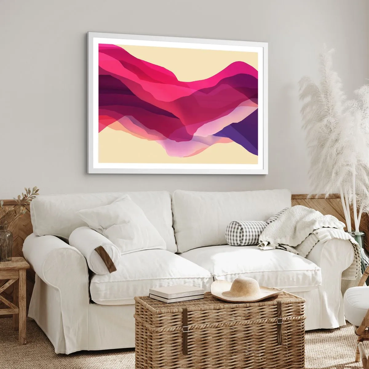 Poster in cornice bianca - Onde di porpora - 91x61 cm