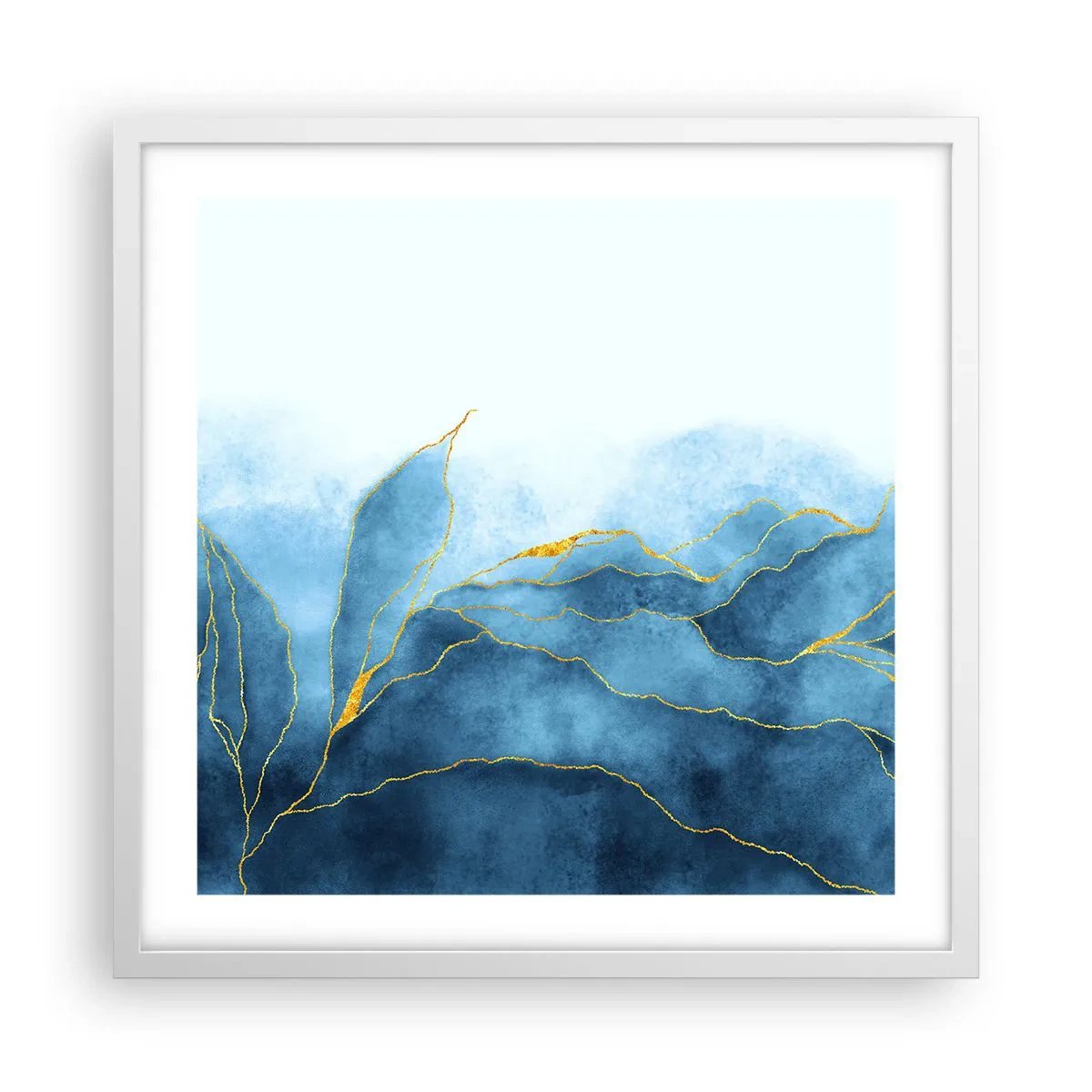 Poster in cornice bianca - Blu nell'oro - 50x50 cm