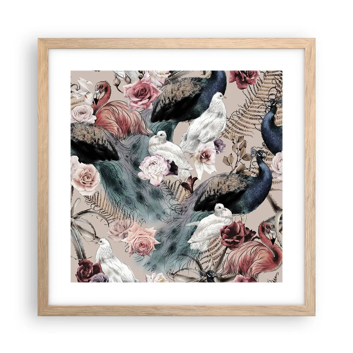 Poster in cornice rovere chiaro - Nel giardino del palazzo - 40x40 cm
