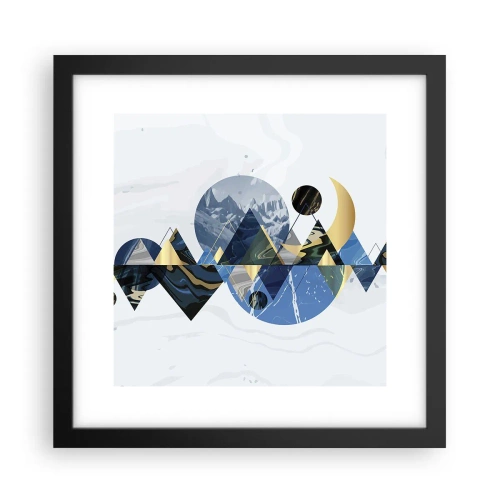 Poster in cornice nera - Paesaggio geometrico - 30x30 cm