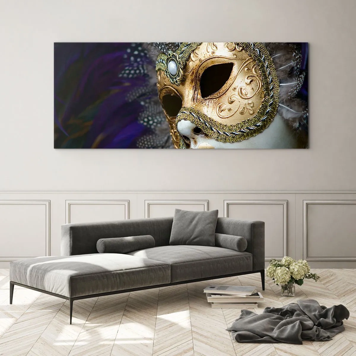 Quadro su vetro - Ritratto di Venezia in oro - 90x30 cm