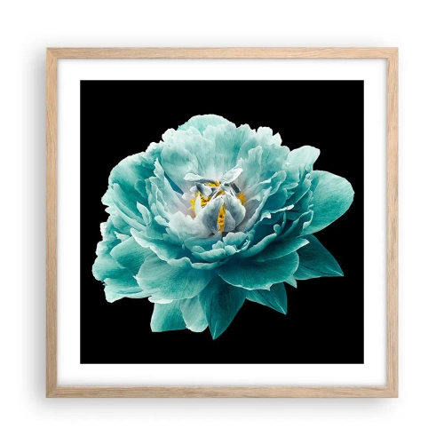 Poster in cornice rovere chiaro - Petali blu e oro - 50x50 cm
