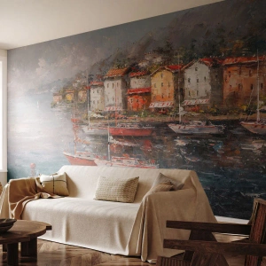 Fotomurale su misura Premium Sand - Molo romantico - Architettura, Città portuale, Barca a vela