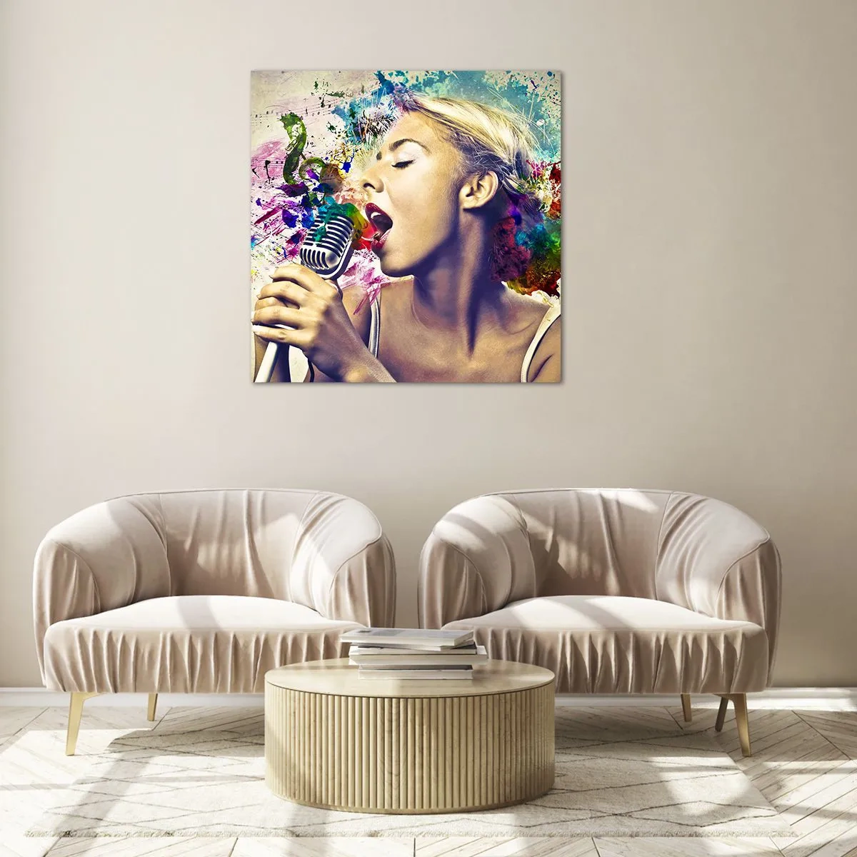 Quadro su vetro - Dipingere il mondo con la voce - 40x40 cm