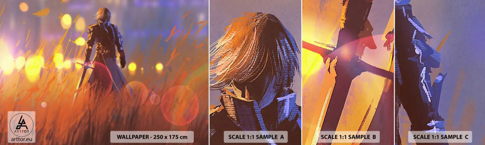 Campione di Fotomurale Adesivo Deluxe Sticker - Il cavaliere errante - Astrazione, Fantasia, Guerriero - 100x30 cm