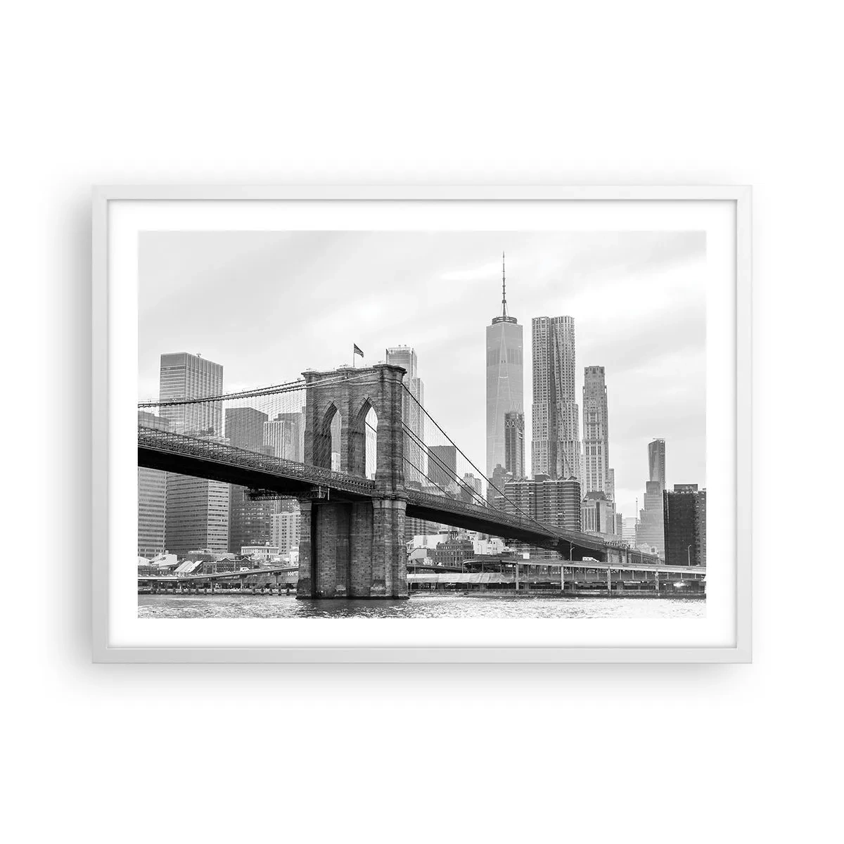 Poster in cornice bianca - Atmosfera di New York - 70x50 cm