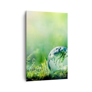 Quadro su tela - Stampe su Tela - Un globo di cristallo tra il verde della natura - 80x120cm - Pianeta verde - Decorazione murale moderna per soggiorno e camera da letto ARTTOR