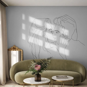 Fotomurali Standard Eco - La stessa linea - Grafica, Coppia innamorata, Bacio - 400x280 cm