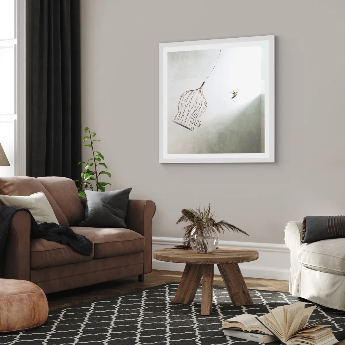 Poster in cornice bianca - Nel proprio elemento - 60x60 cm