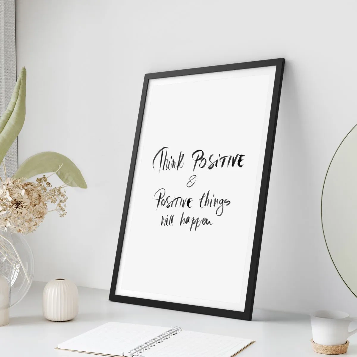 Poster in cornice nera - Iscrizione motivazionale in stile bianco e nero - 50x70cm - Come vivere? - Decorazione murale moderna per soggiorno e camera da letto ARTTOR
