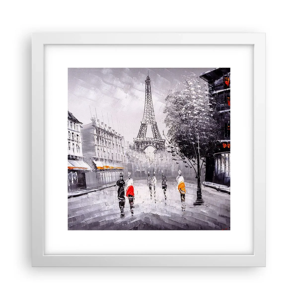 Poster in cornice bianca - Passeggiata a Parigi - 30x30 cm