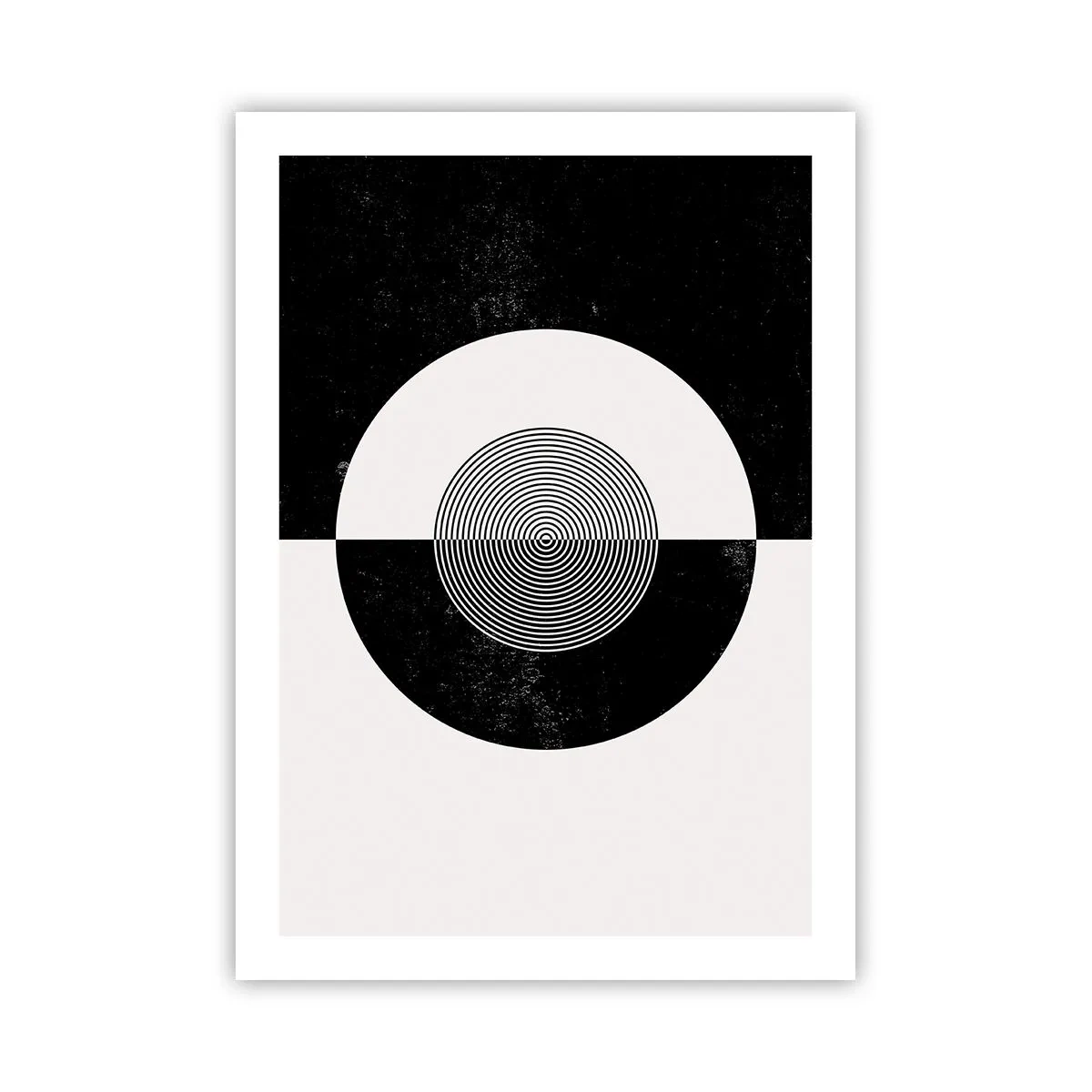 Poster - Motivo geometrico in bianco e nero con un cerchio concentrico - 50x70cm - Armonia in bianco e nero - Decorazione murale moderna per soggiorno e camera da letto ARTTOR